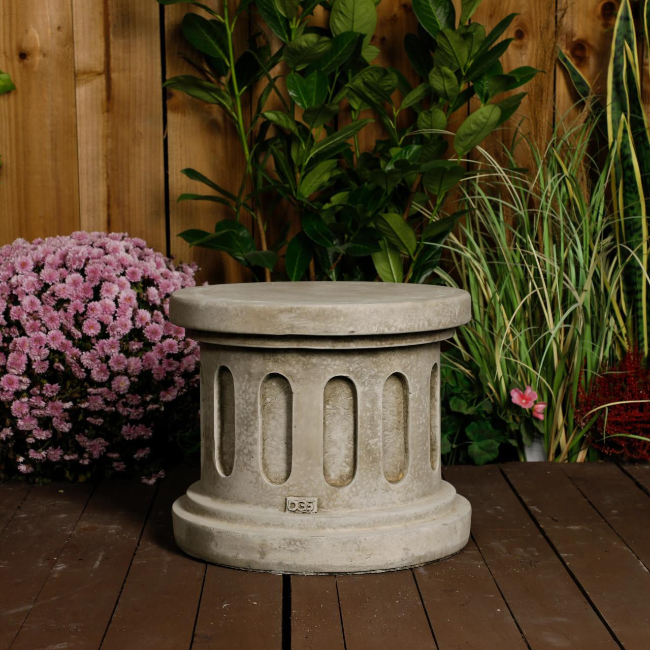 Large Stone Cast Pandora Lady Statue on Column