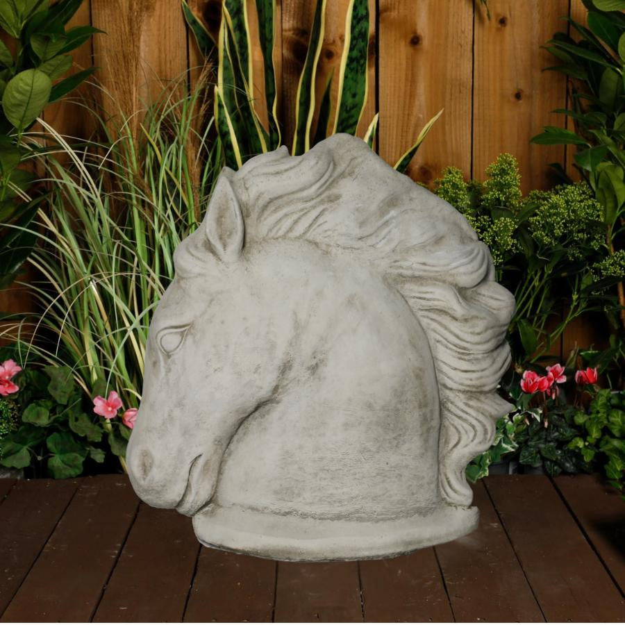 Large Stone Cast Stallion Horse Head Garden Statue