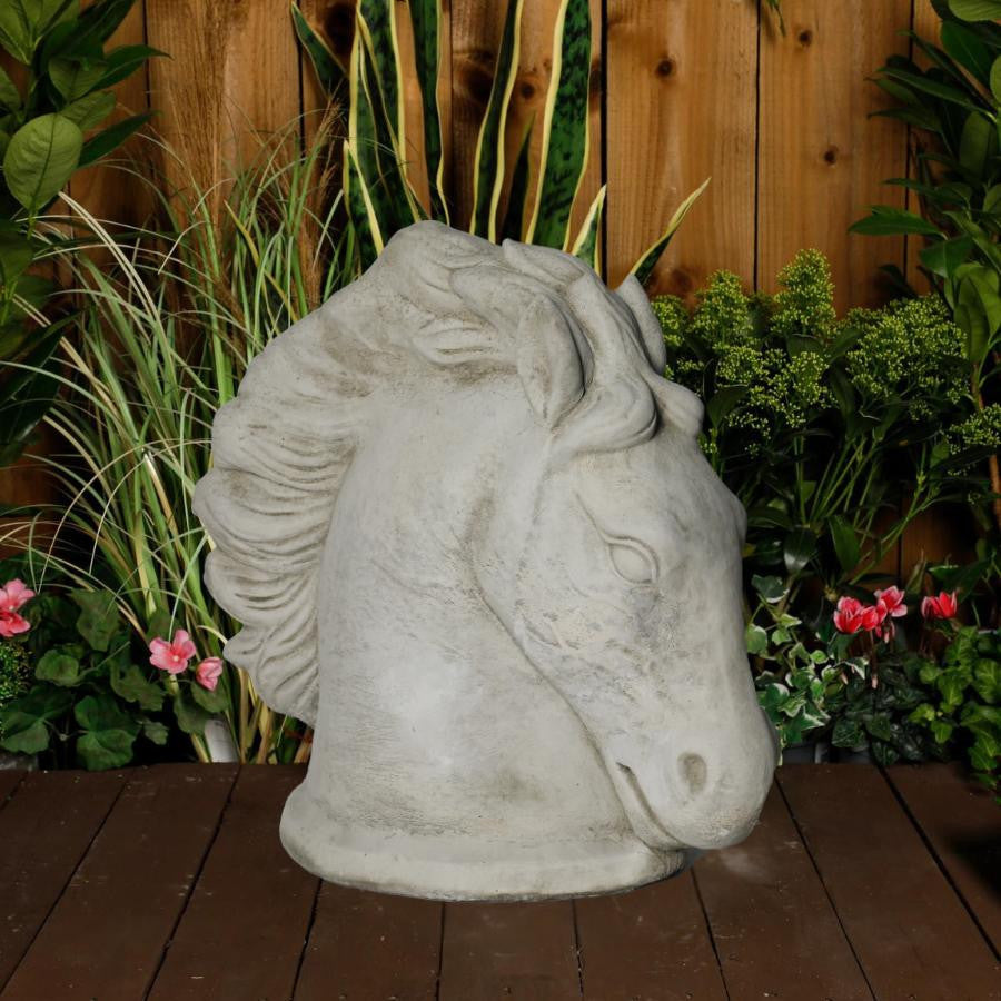 Large Stone Cast Stallion Horse Head Garden Statue