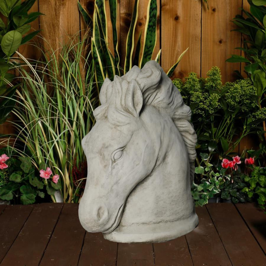 Large Stone Cast Stallion Horse Head Garden Statue