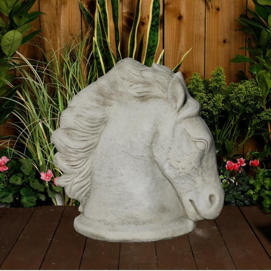 Large Stone Cast Stallion Horse Head Garden Statue