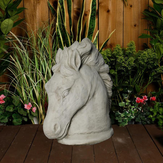 Large Stone Cast Stallion Horse Head Garden Statue