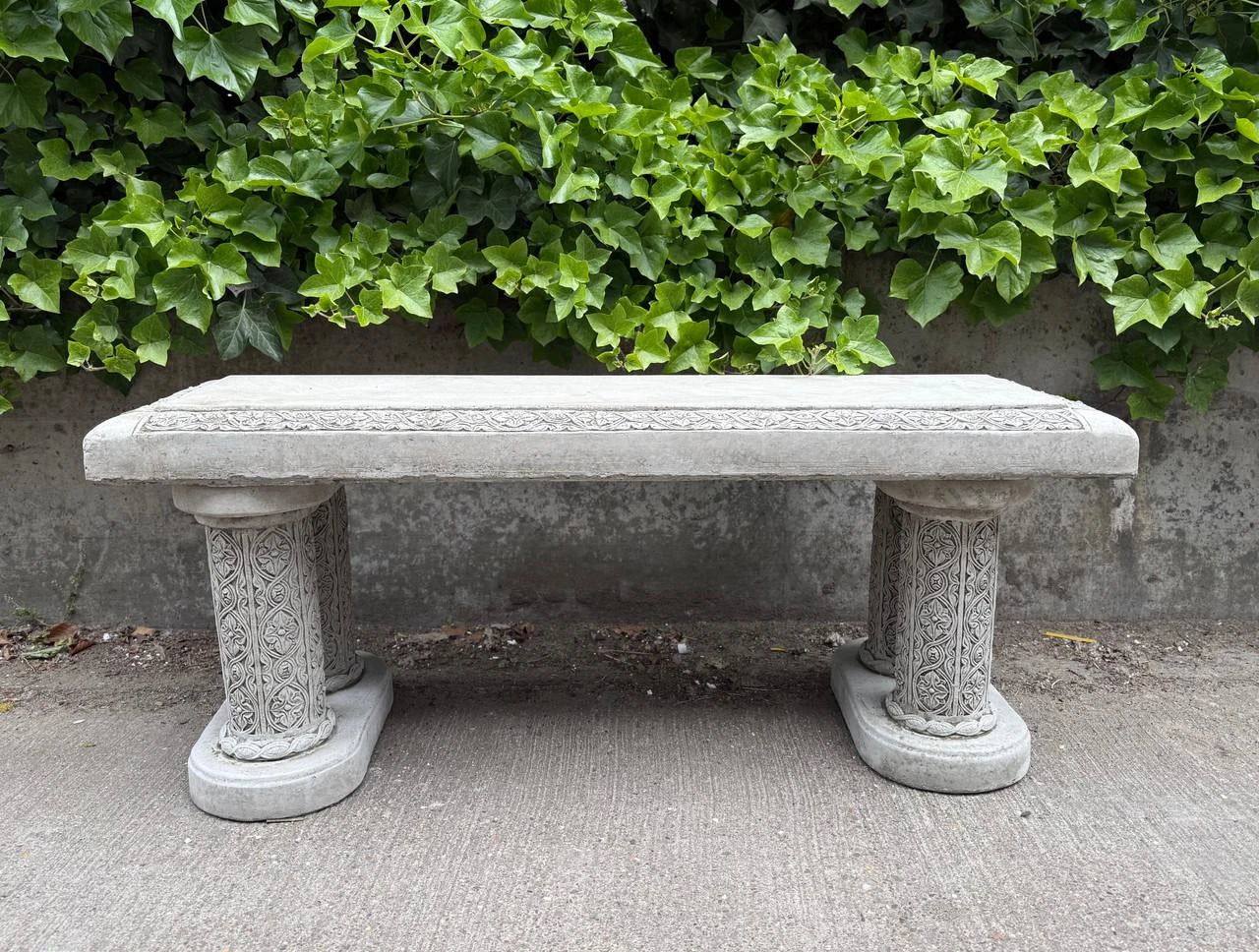 Large Stone Ornate Garden Bench Seat
