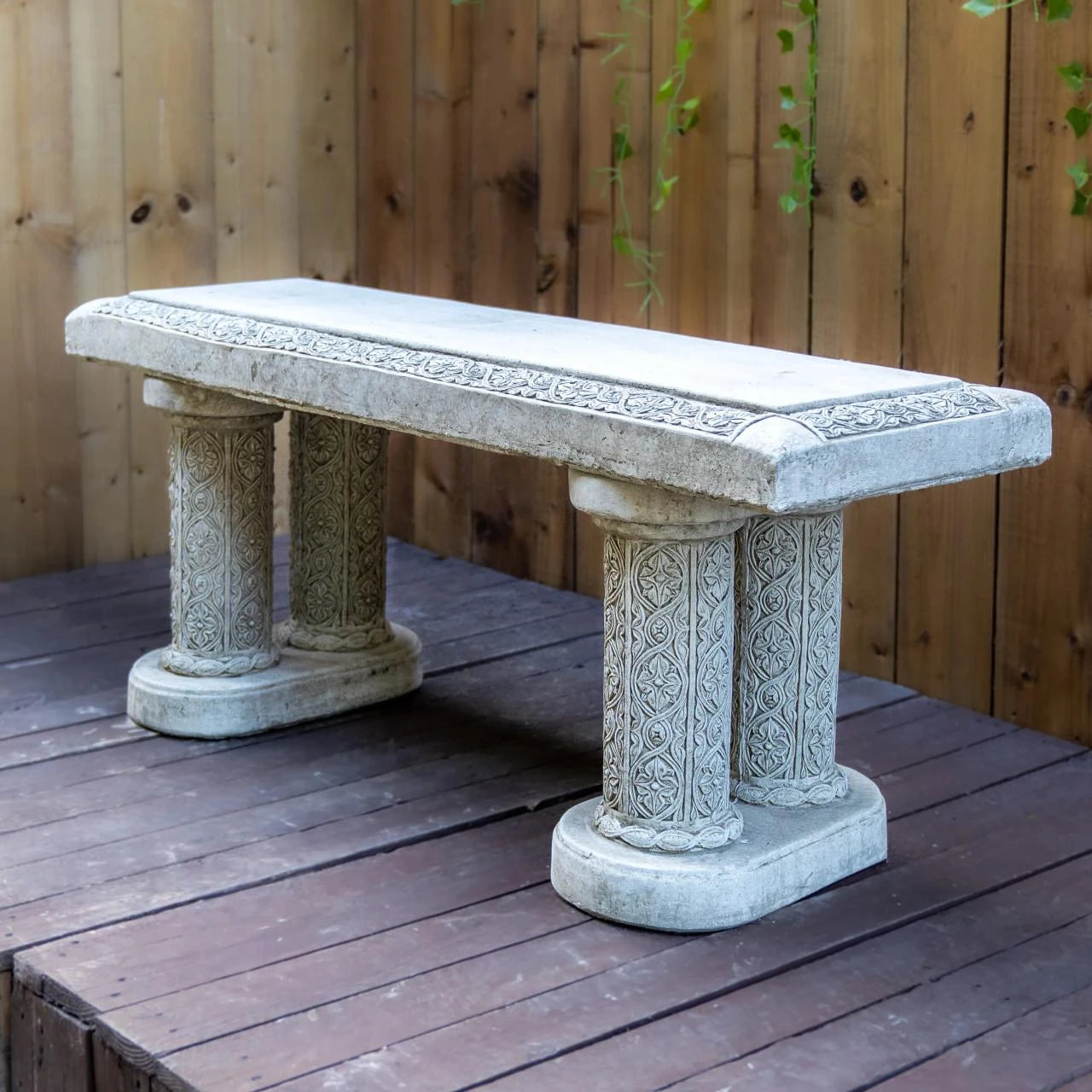 Large Stone Ornate Garden Bench Seat