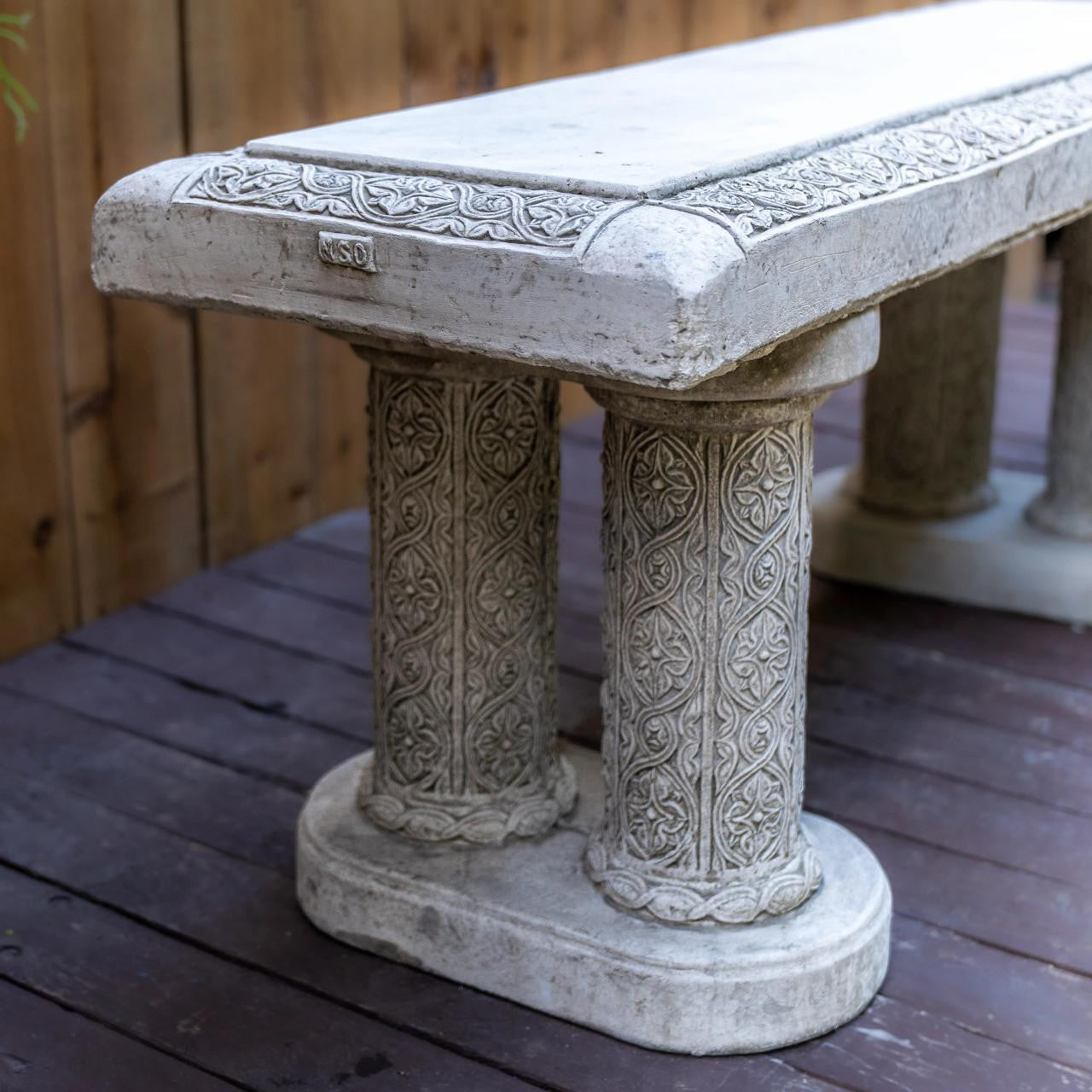 Large Stone Ornate Garden Bench Seat