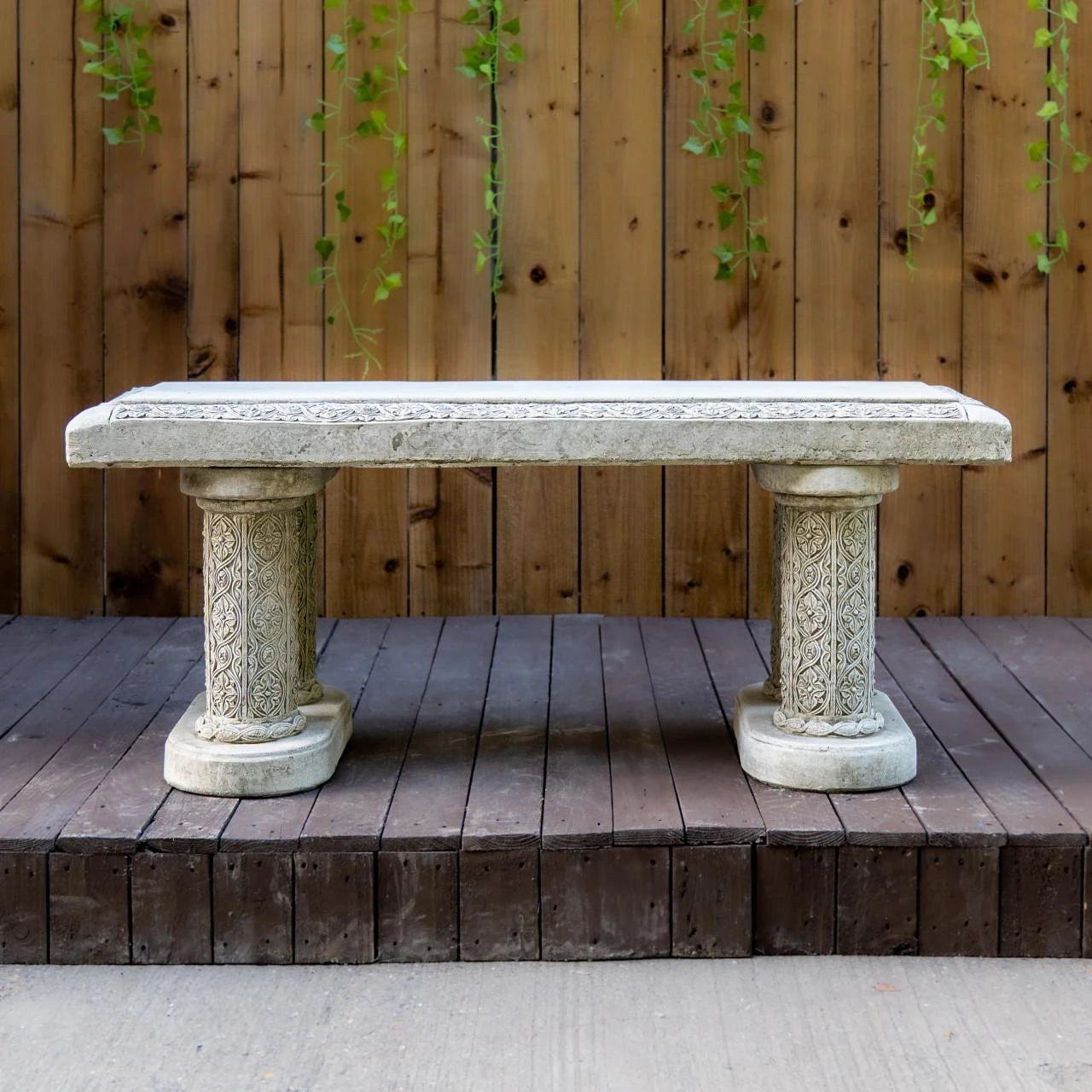 Large Stone Ornate Garden Bench Seat