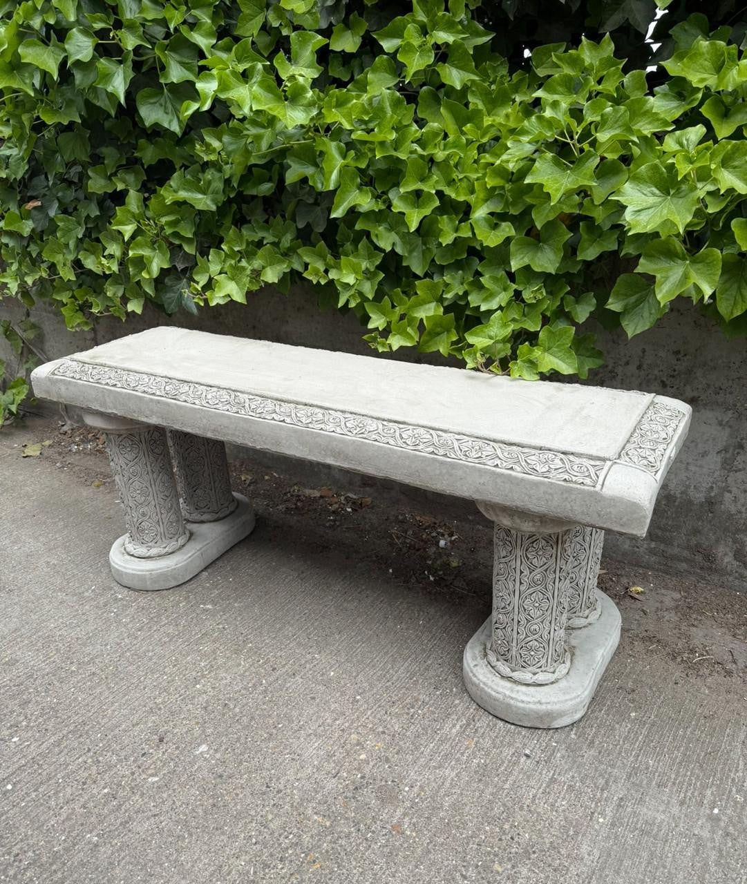 Large Stone Ornate Bench Set – DGS Statues