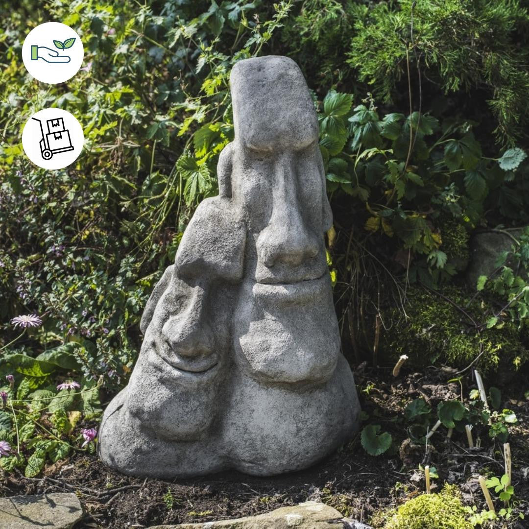 Large Twin Easter Island Moai Head Statue