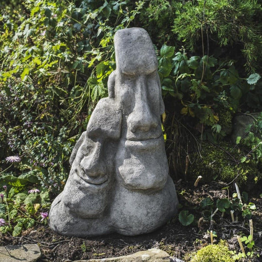 Large Twin Easter Island Moai Head Statue