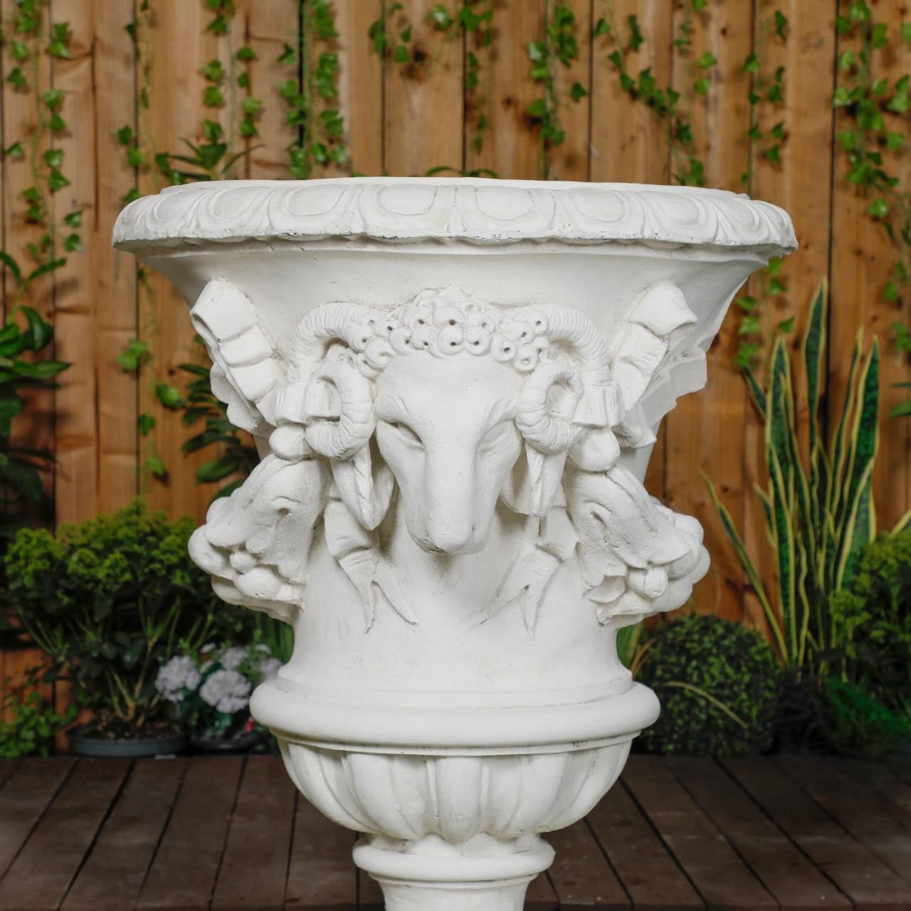 Large White Stone Cast Swag Vase 