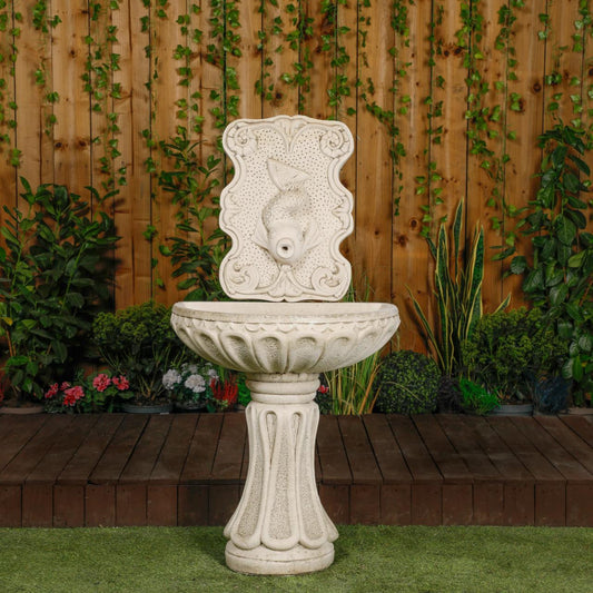 Large White Stone Fish design Wall Fountain (NO PLINTHS) 