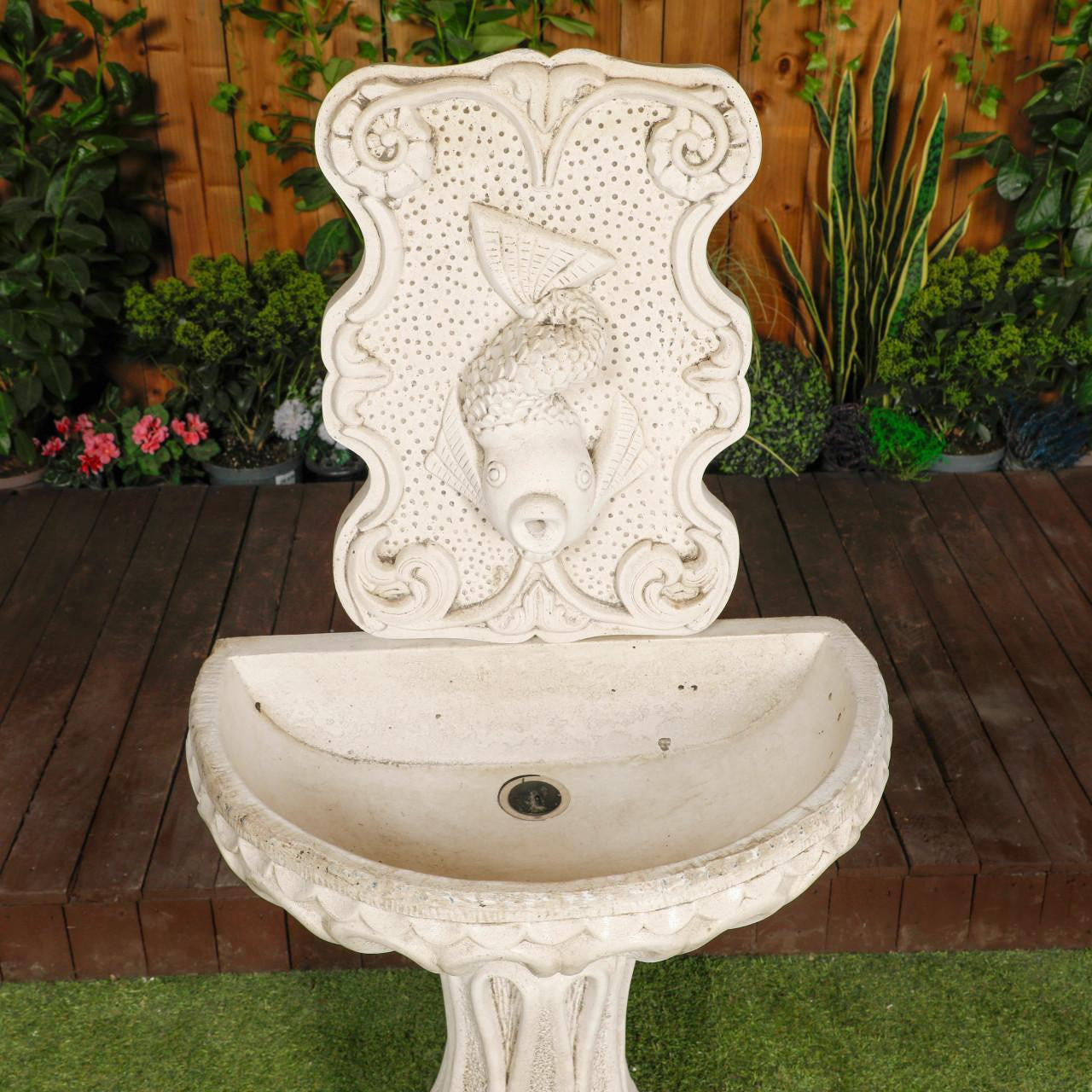 Large White Stone Fish design Wall Fountain (NO PLINTHS) 