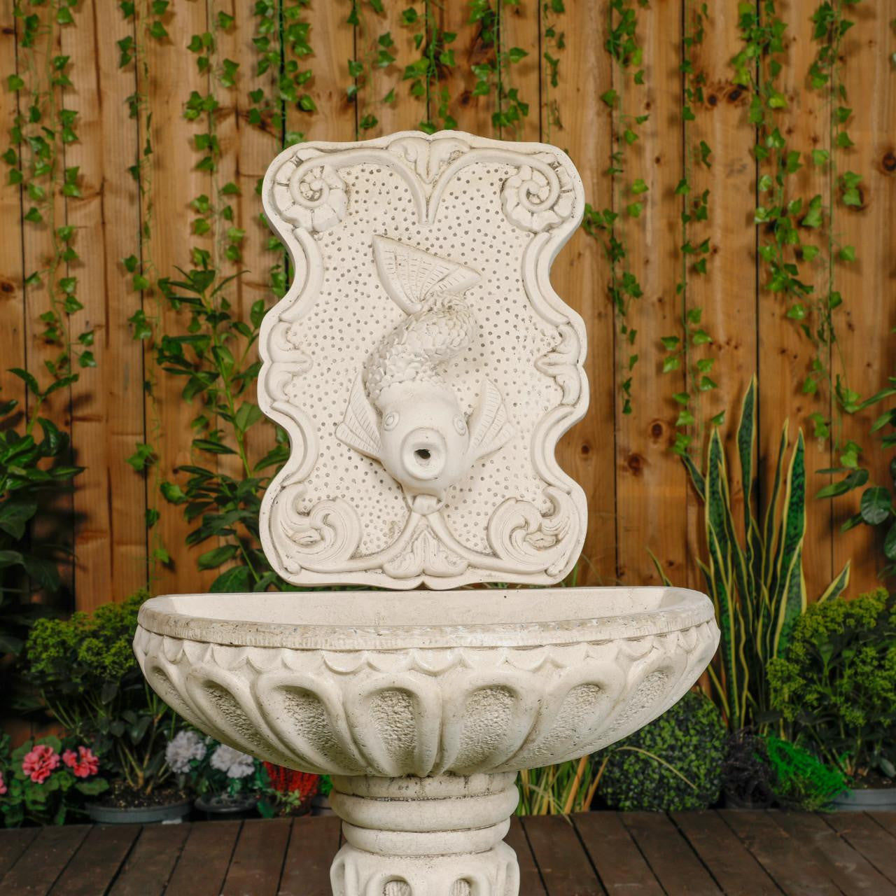 Large White Stone Fish design Wall Fountain (NO PLINTHS) 