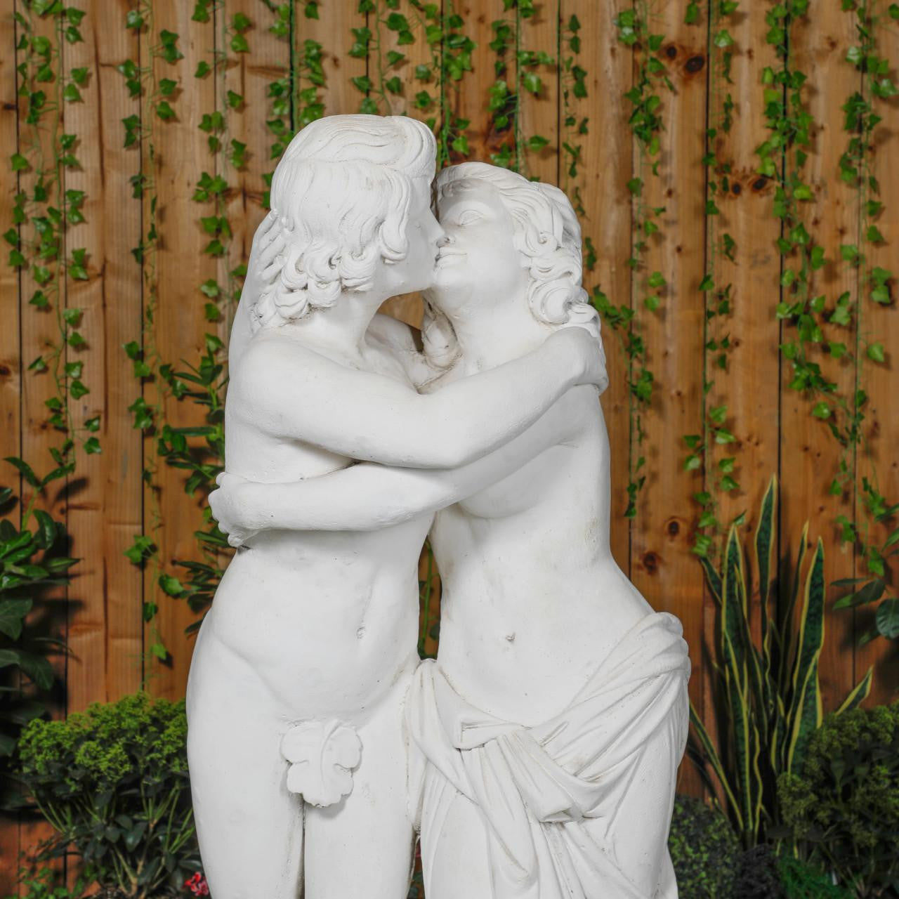 Large White Stone Kissing Lovers Statue 
