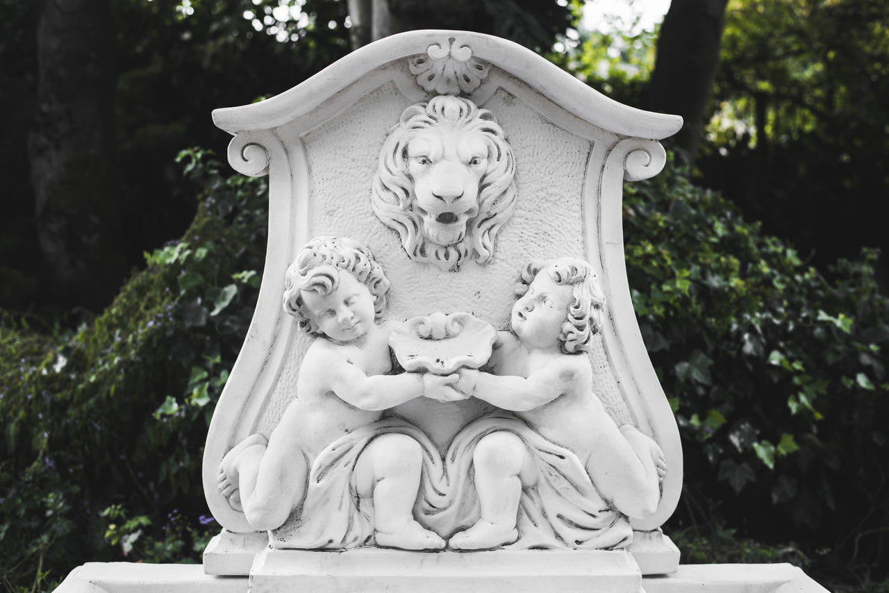 Large White Stone Wall Water Fountain