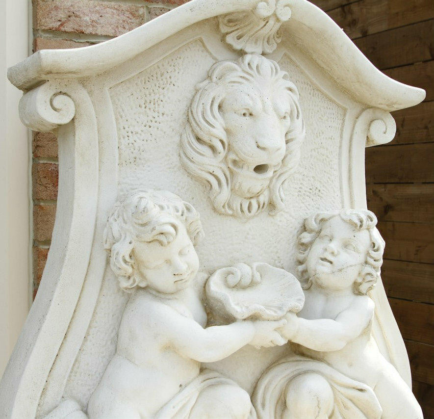 Large White Stone Wall Water Fountain