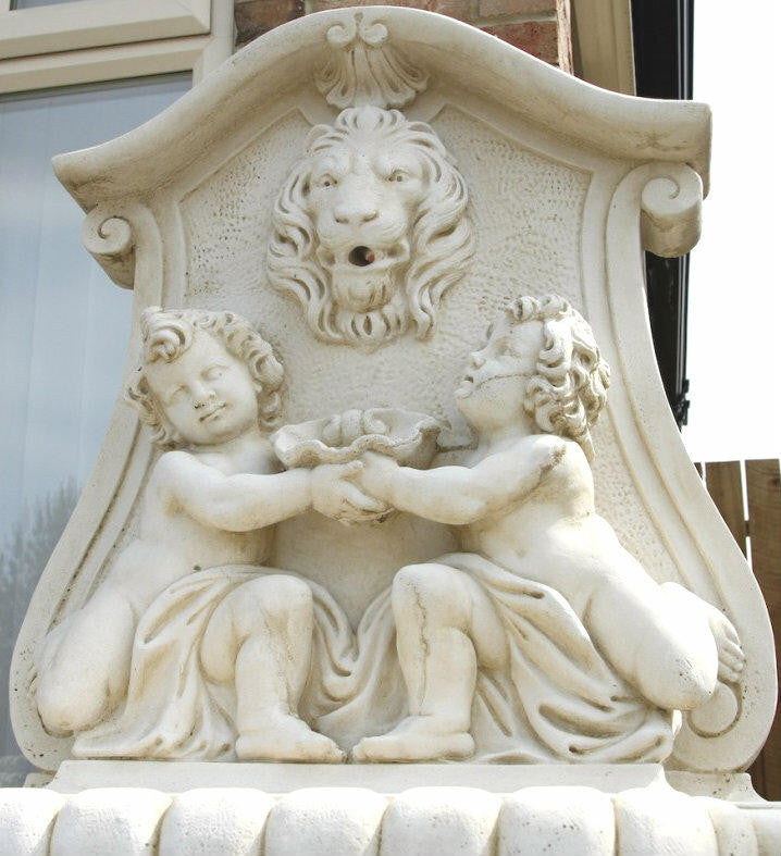 Large White Stone Wall Water Fountain