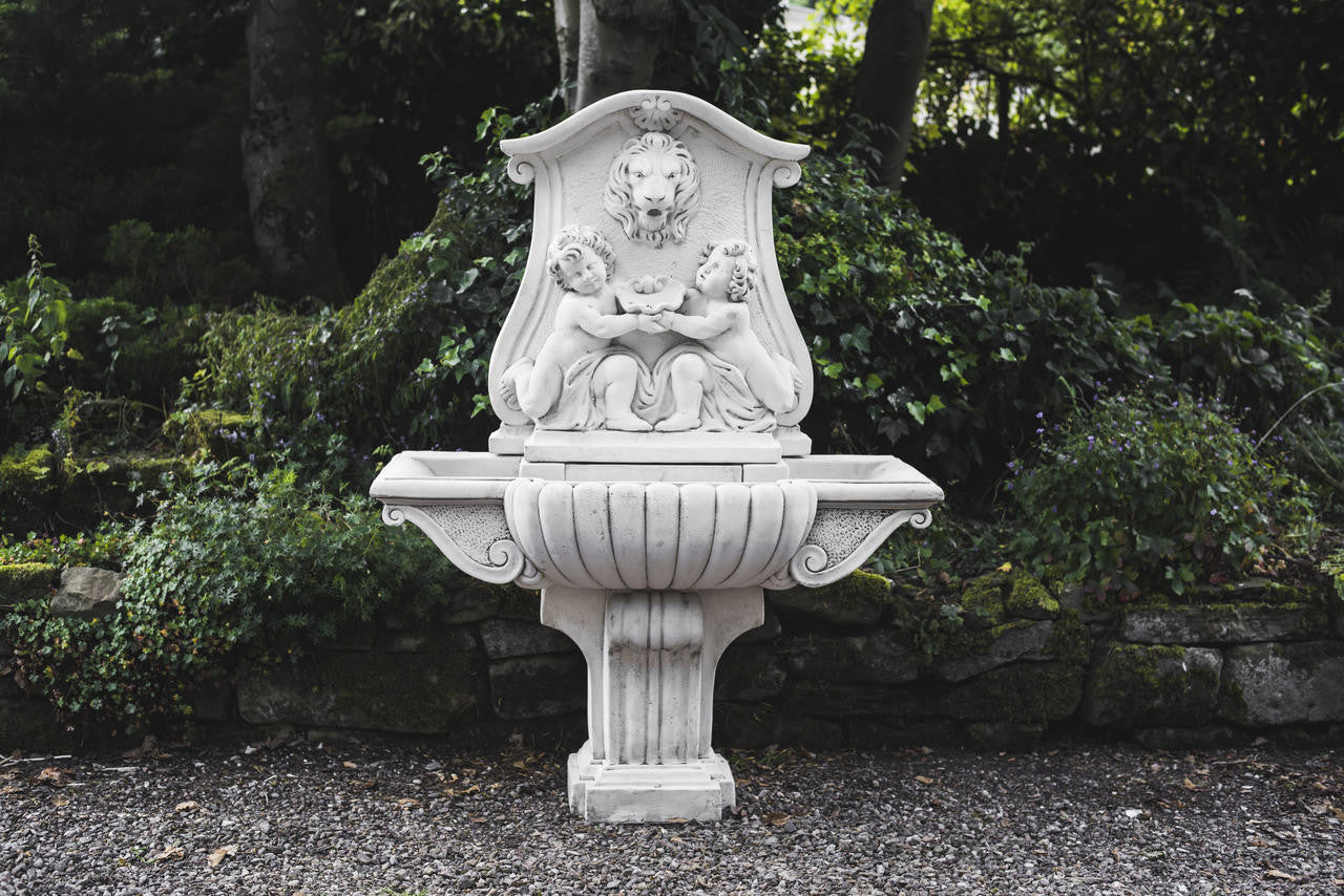 Large White Stone Wall Water Fountain