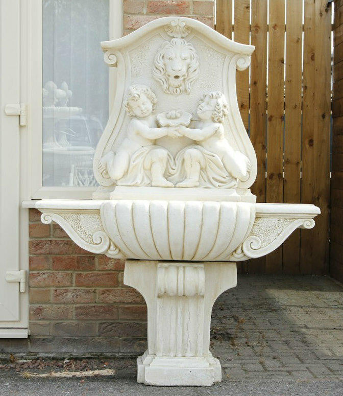 Large White Stone Wall Water Fountain