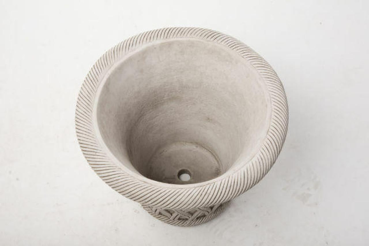 Large Wicker Pattern Stone Plant Pot