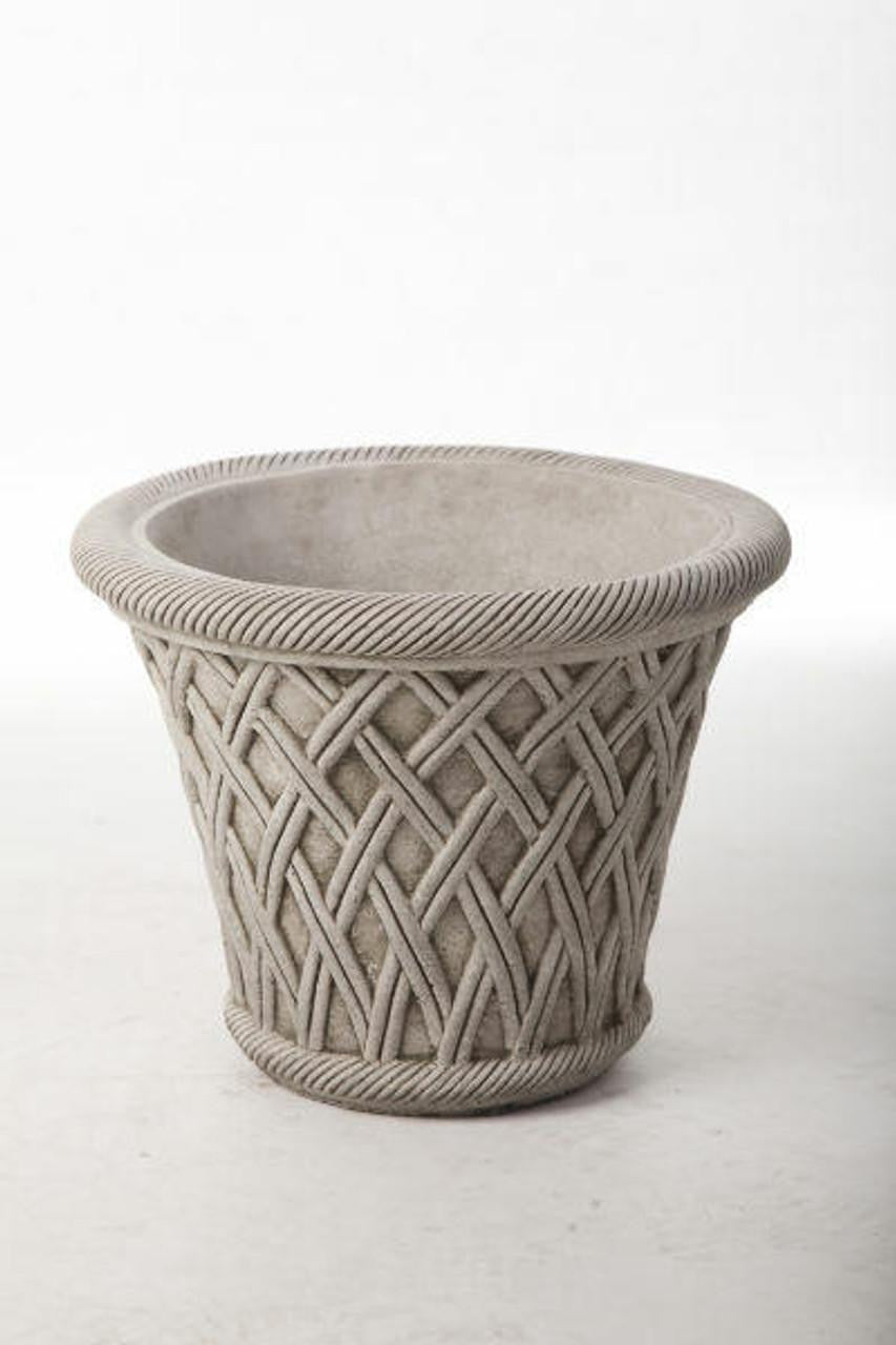 Large Wicker Pattern Stone Plant Pot – DGS Statues