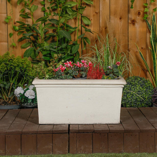 Medium Mimimalist White Stone Cast Planter 