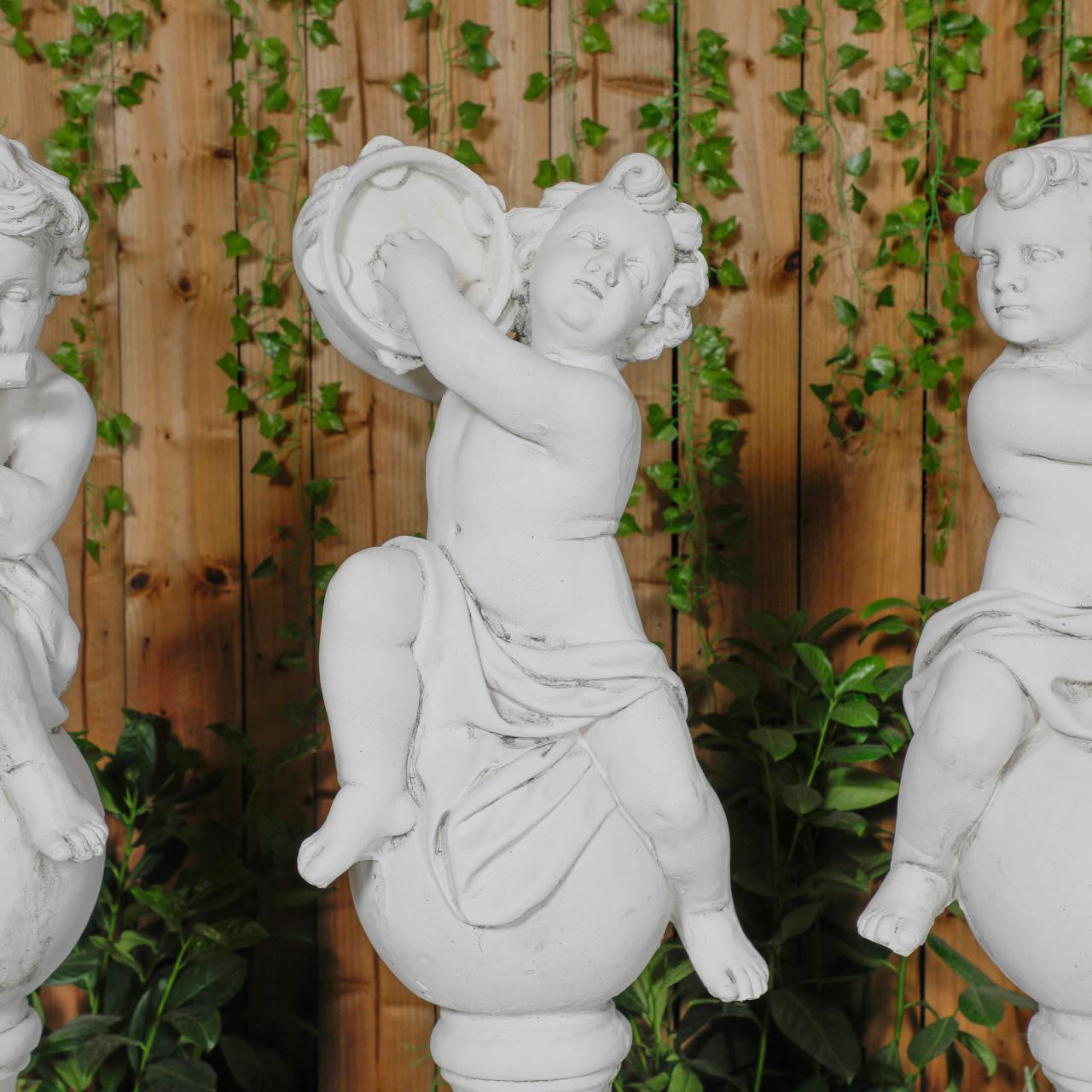 Adorable Set of 4 Musical Cherub Statues 
