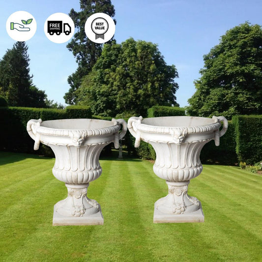 Pair of Extra Large Ring Handle Classic Garden Vases