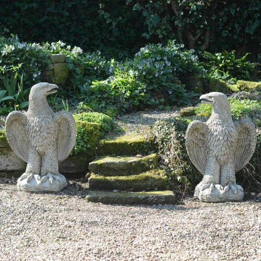 Pair of Giant Eagles Stone Statues