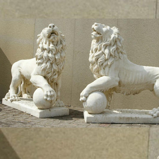 Pair of Giant Stunning Lions with Ball