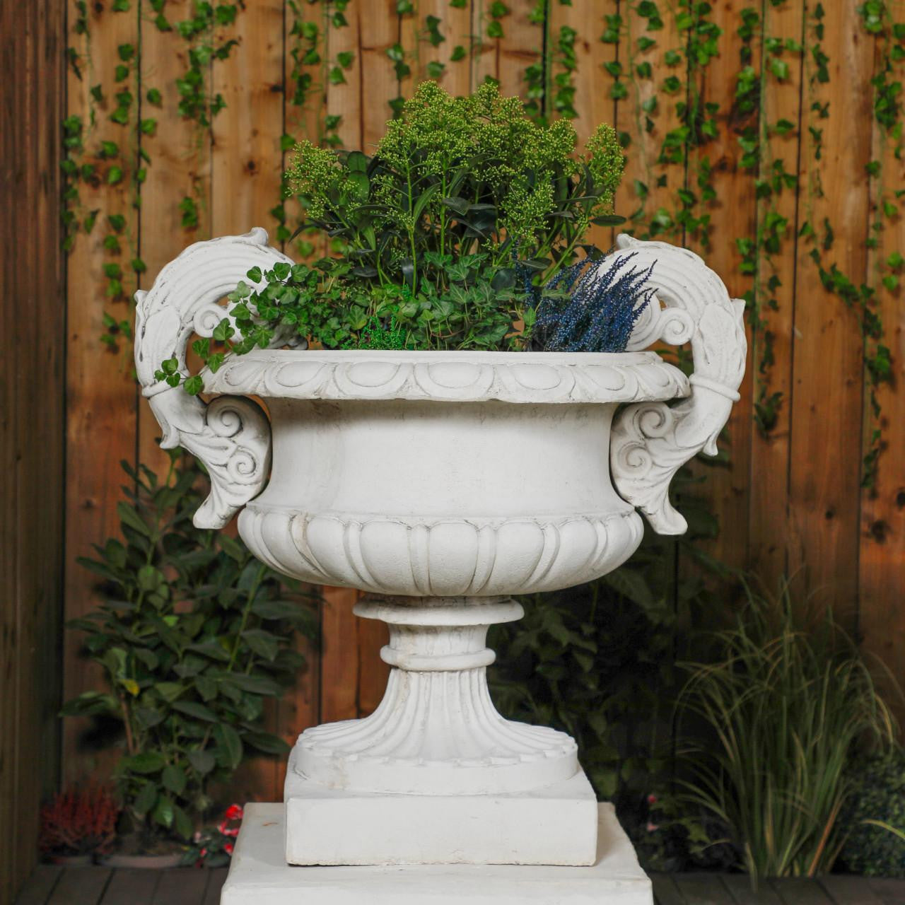 Pair of Large Edwardian Stone Vase on Plinths 