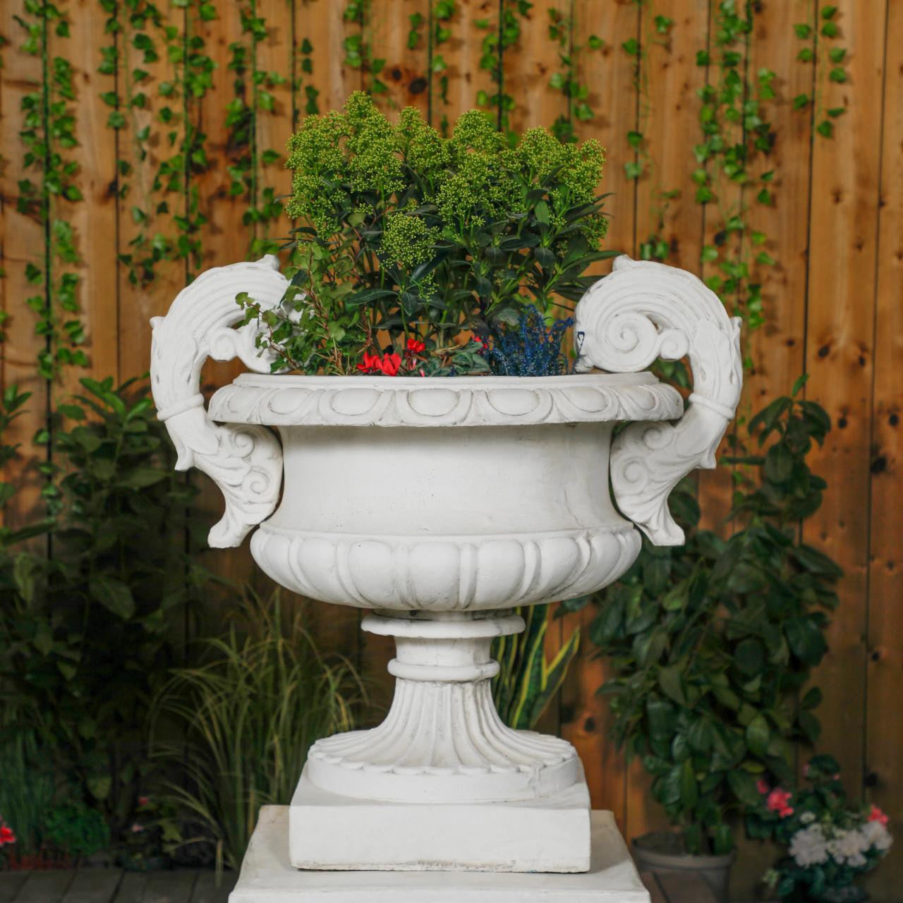 Pair of Large Edwardian Stone Vase on Plinths 