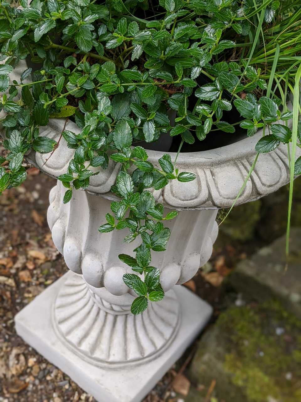 Pair of Large Flute Stone Garden Vases