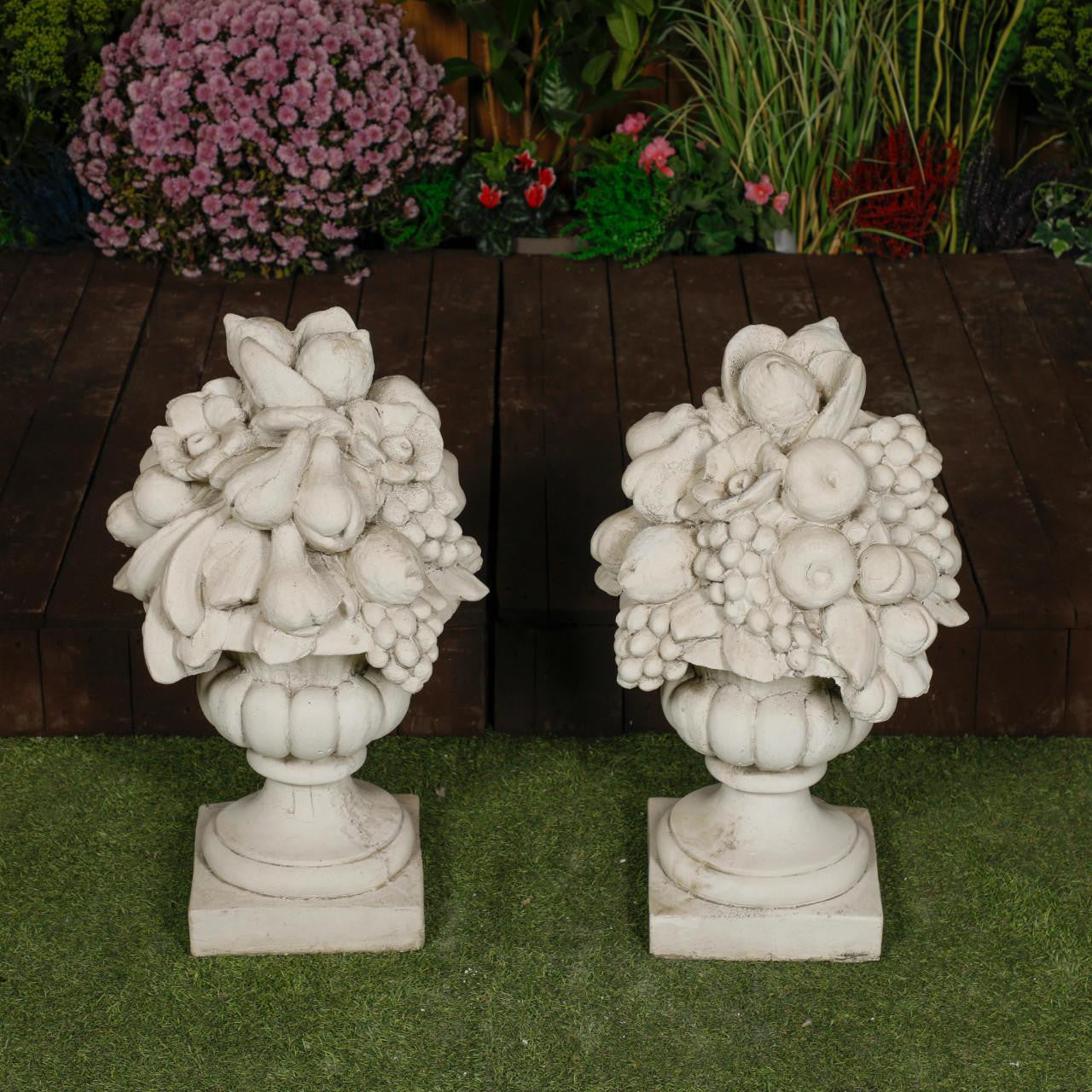 Pair Of Large Fruit Vase Pillar Tops 