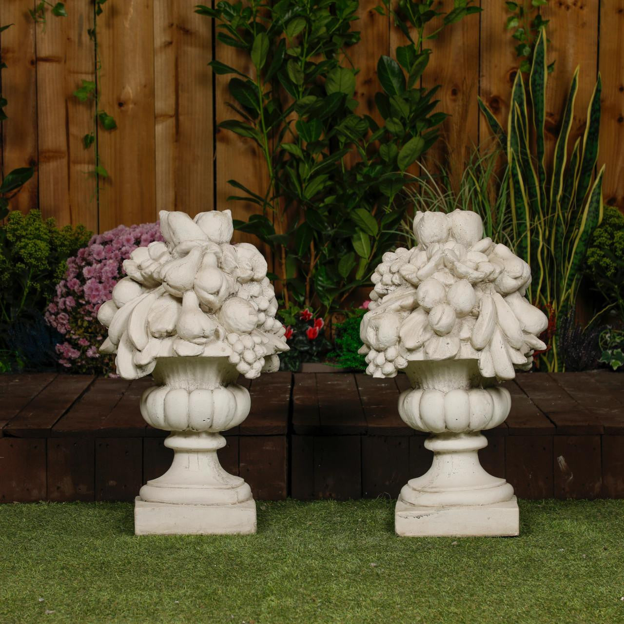 Pair Of Large Fruit Vase Pillar Tops 