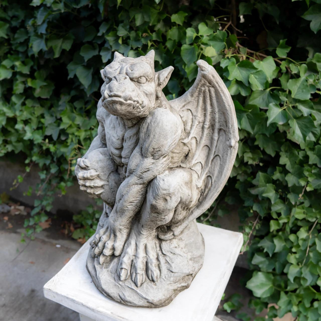 Pair of Large Gargoyle Sculptures Garden Statues