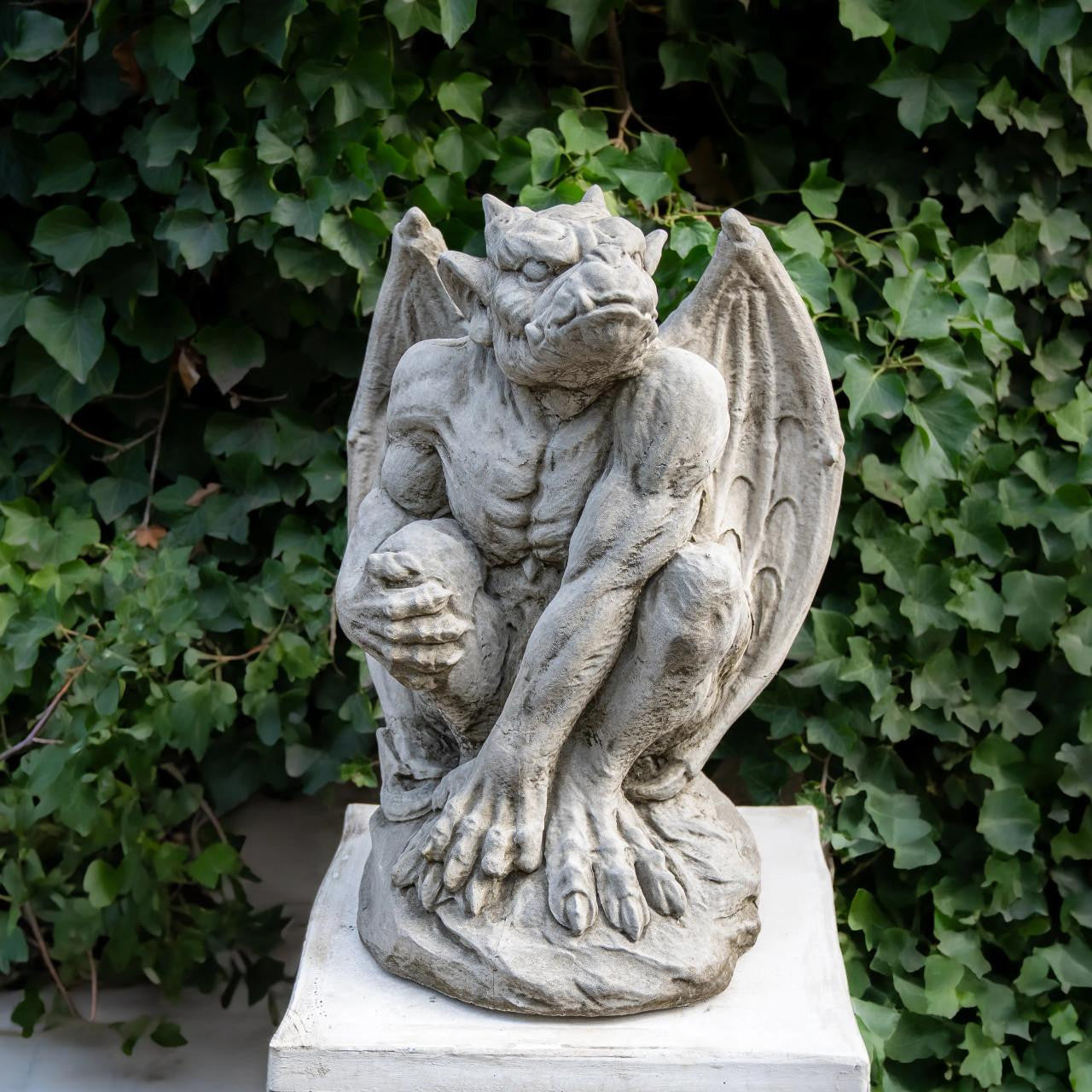 Pair of Large Gargoyle Sculptures Garden Statues