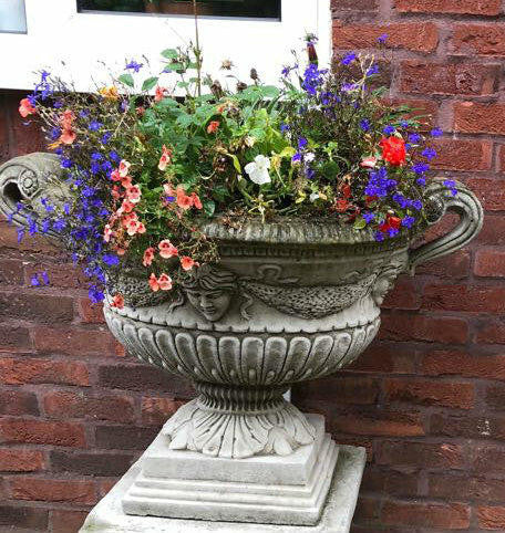 Pair of Large Oval Antique Garden Urns