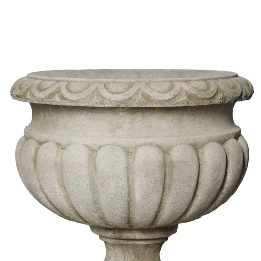 Pair of Large Stonecast Tazza Urns Garden Ornaments