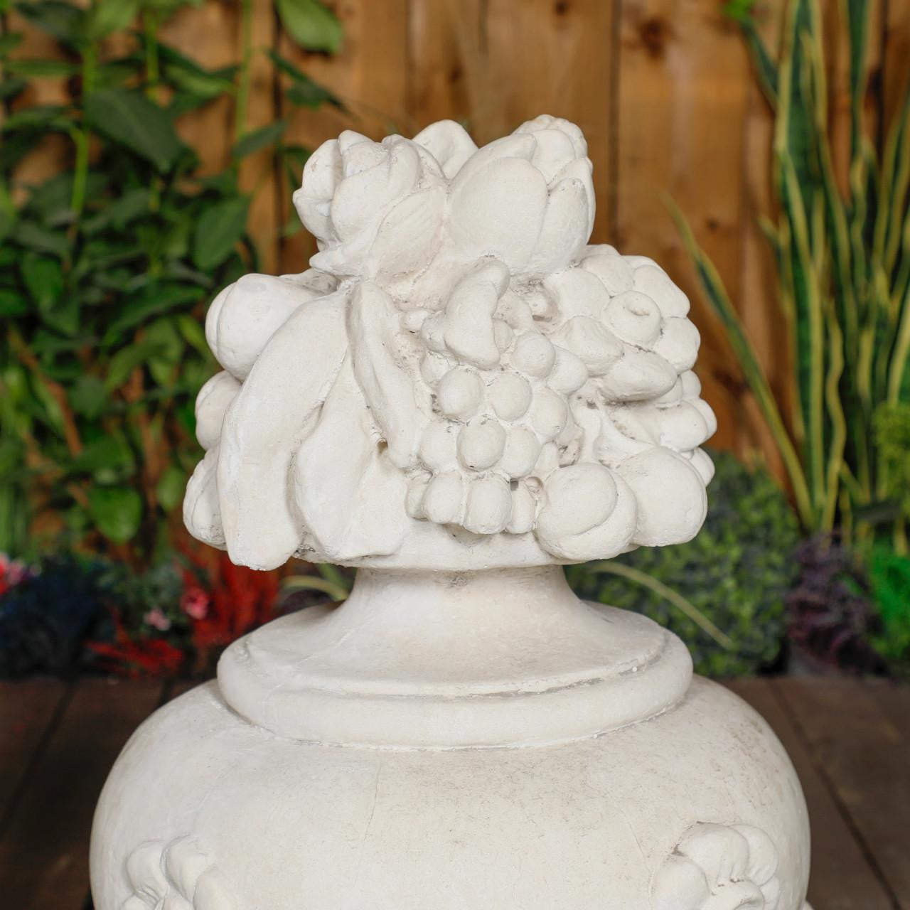 Pair of Large White Stone Cast Fruit Design Finials 
