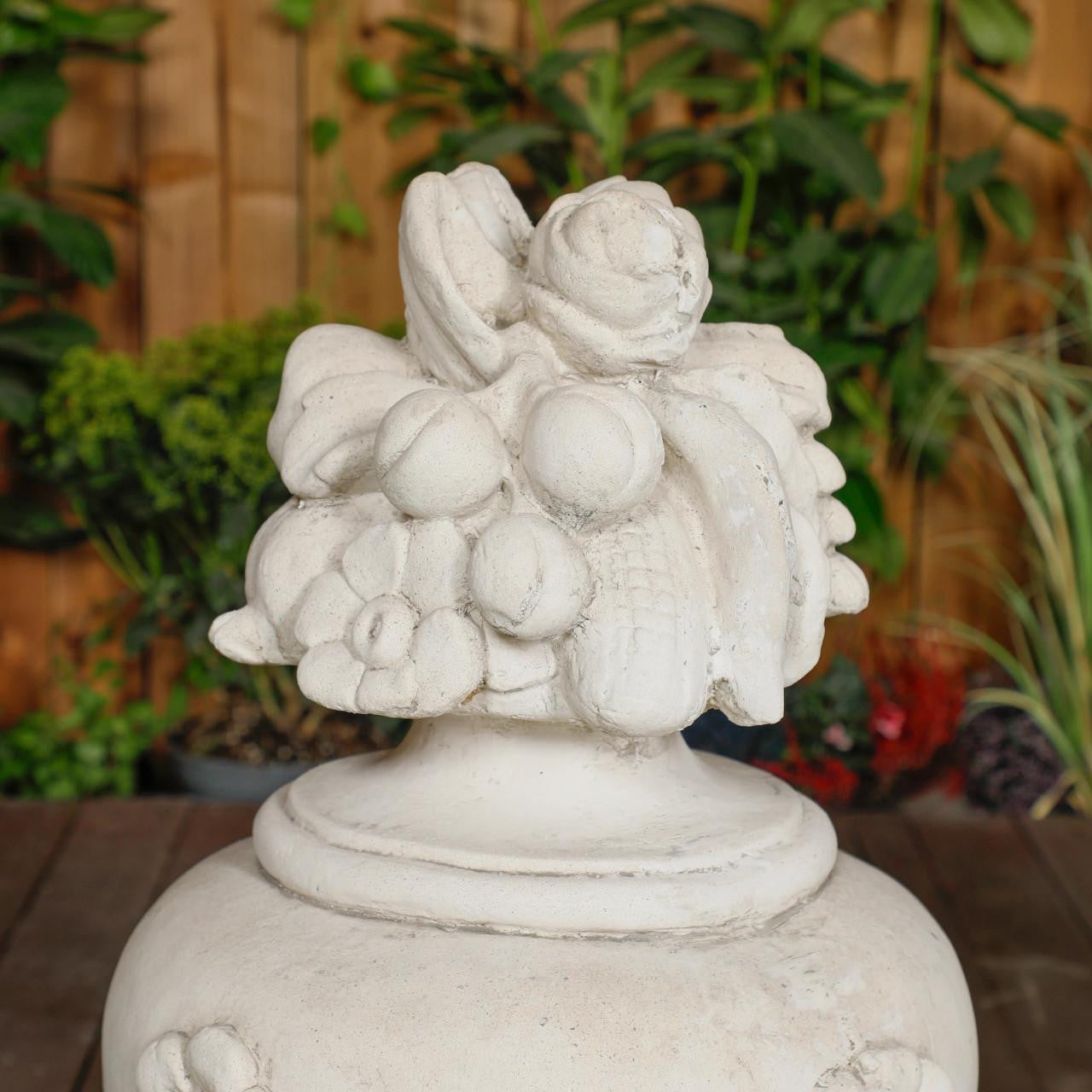 Pair of Large White Stone Cast Fruit Design Finials 