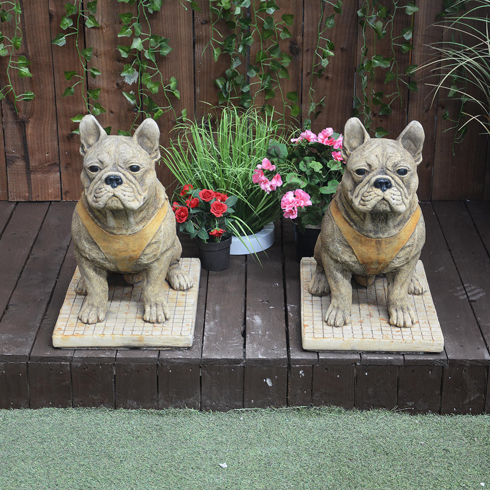 Pair of Life Size French Bulldog Statues