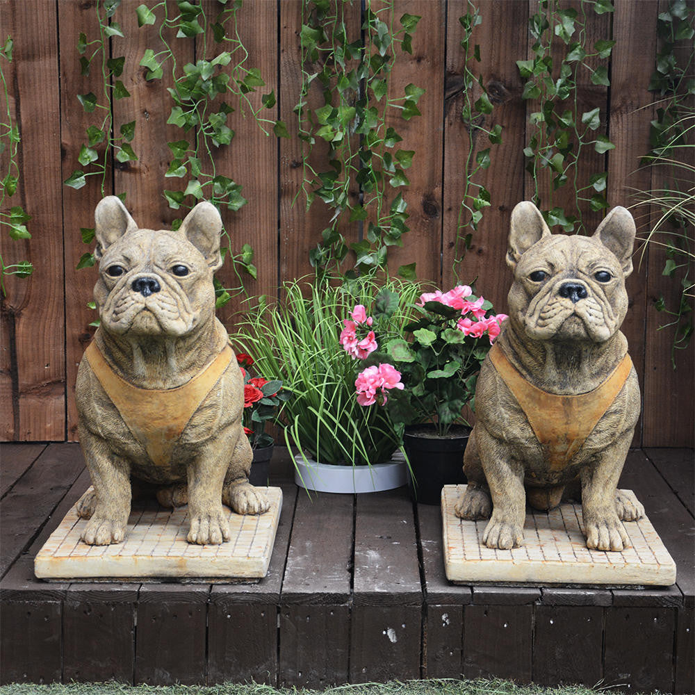 Pair of Life Size French Bulldog Statues