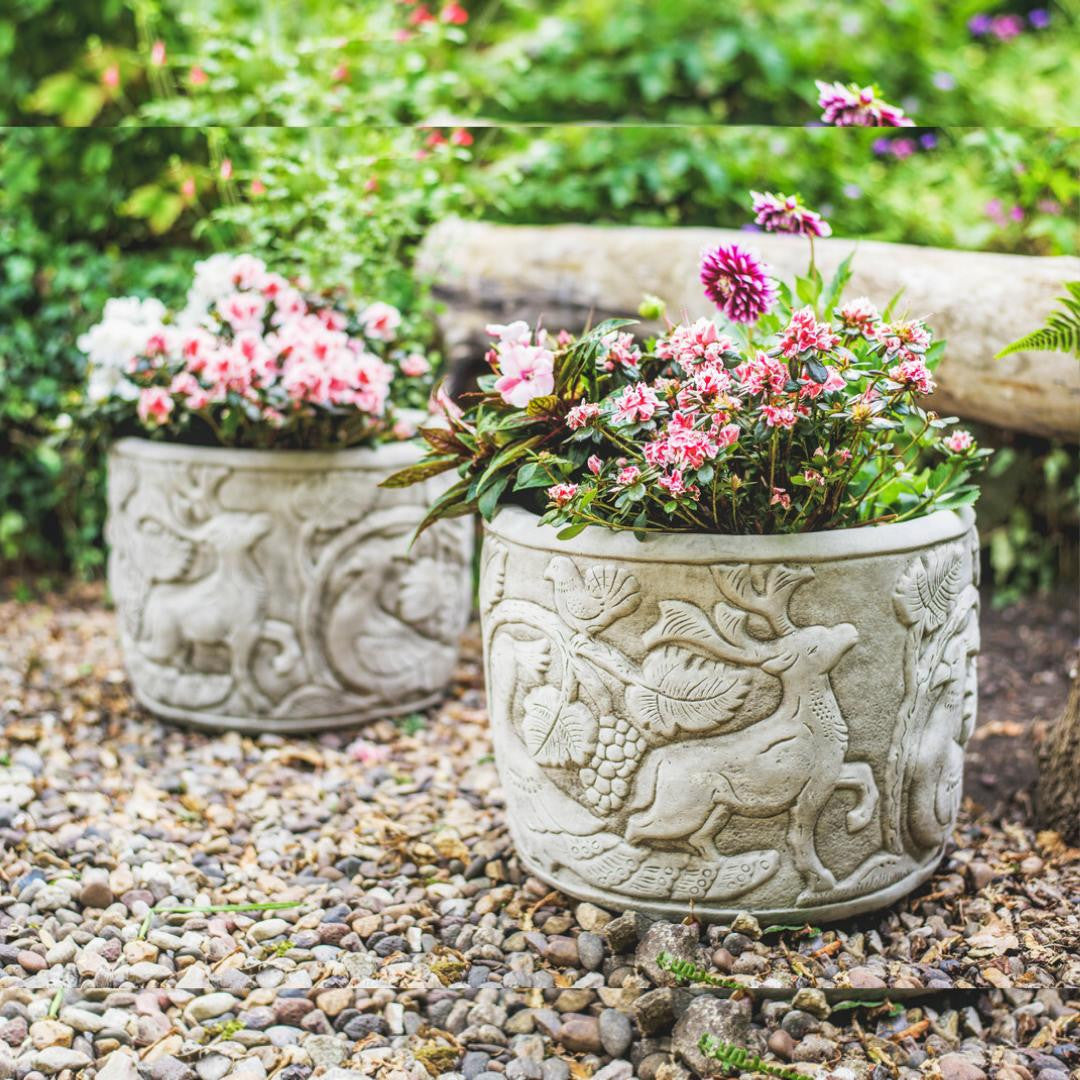 Pair of Peacock Design Stone Planter pots