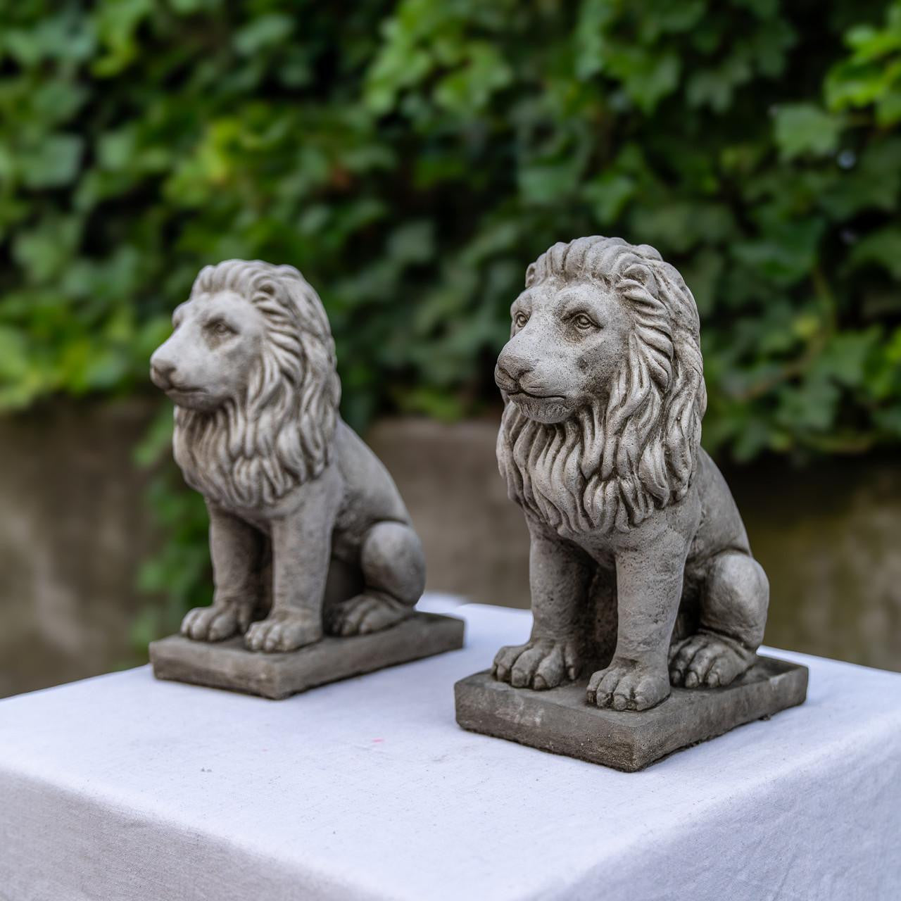 Pair of Small Bavarian Lion Garden sculptures