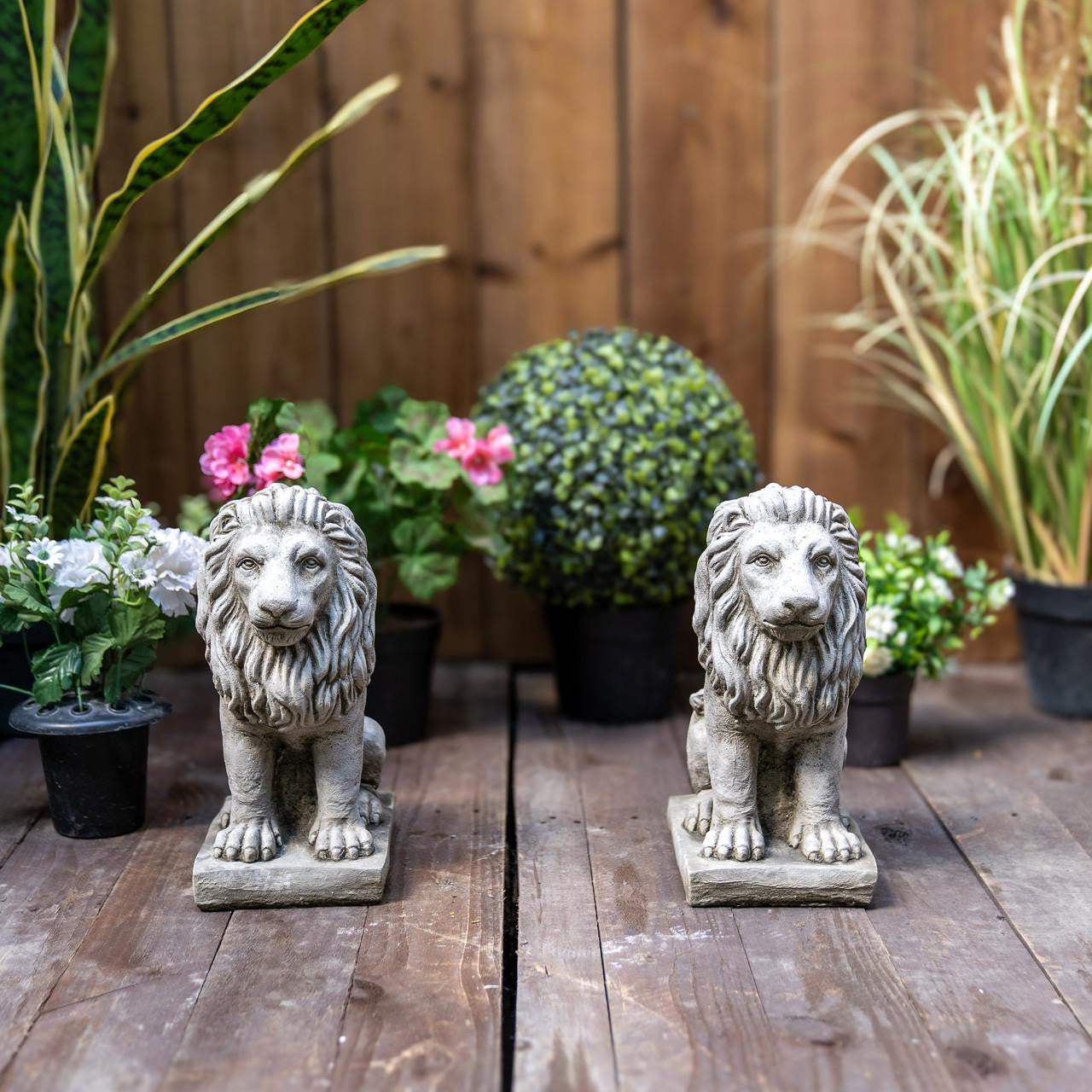 Pair of Small Bavarian Lion Garden sculptures