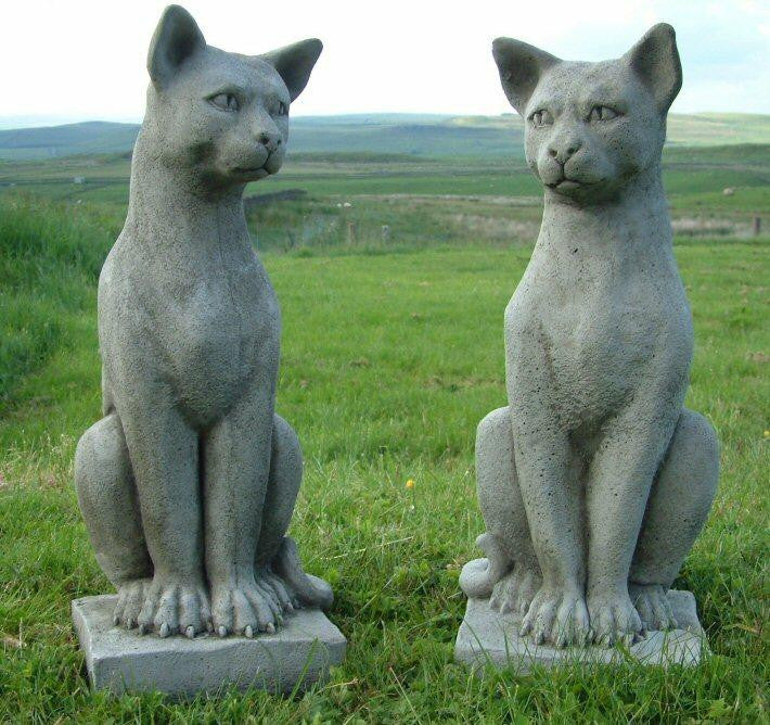 Pair of Standing Cats Gatepost Garden Ornaments