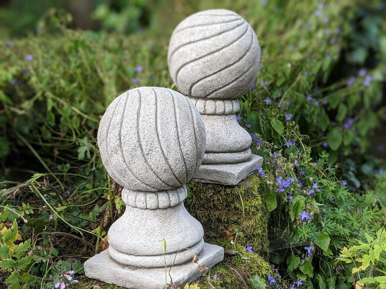 Pair Of Stone Ball Pillar Tops