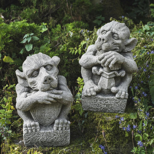 Pair of Sword and Shield Gargoyles Statues