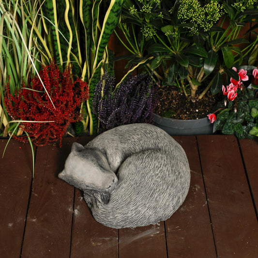 Peaceful Cast Stone Sleeping Badger Garden Statue Animal Garden Ornament 